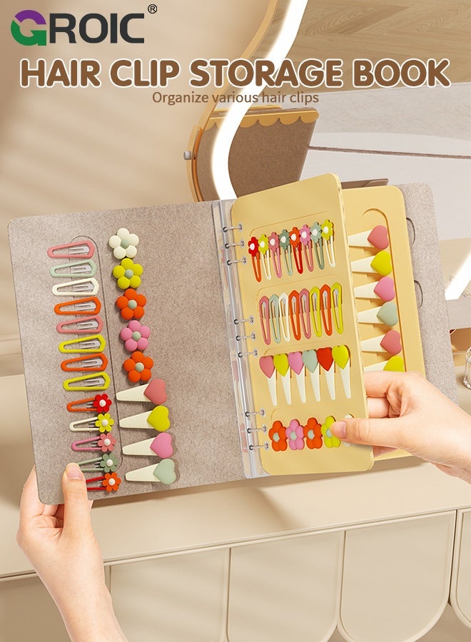 GROIC Hair Clip Organizer Book, Felt Hair Accessories Organizer with 2 Inner Pages, Large Capacity Travel Book-Style Holder for Hair Clips, Headbands, Barrettes, Foldable and convenient  Hairpin Holder - Image 2
